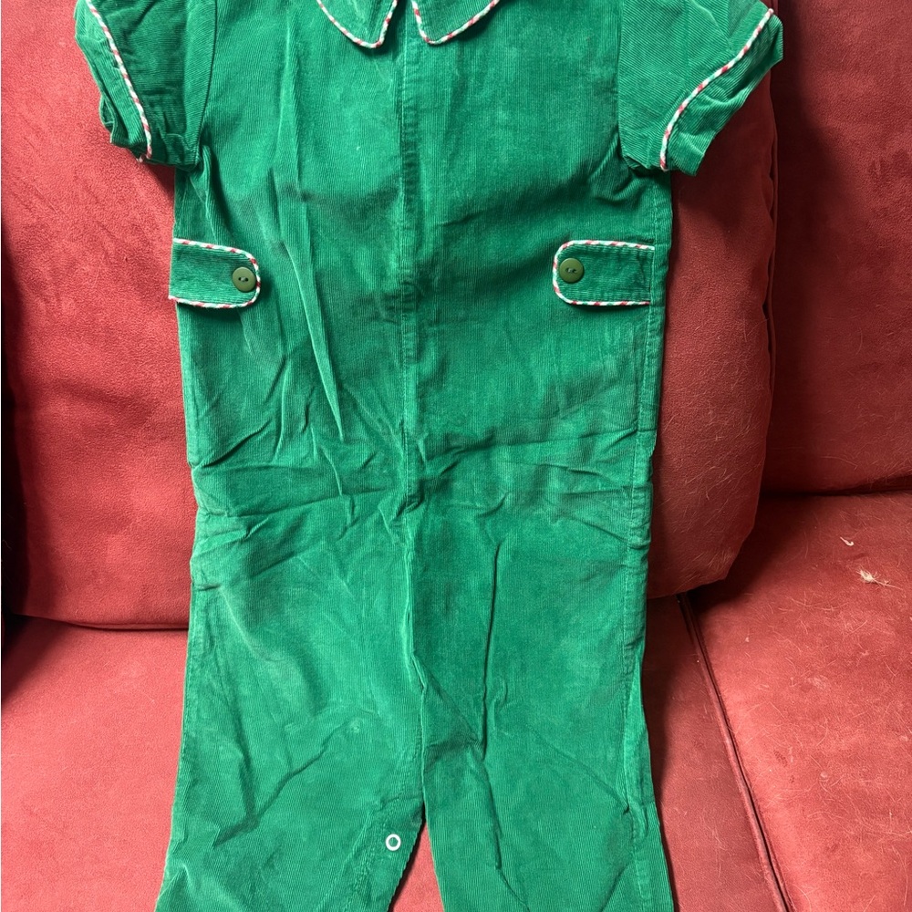 Green Kids One Piece with Button Accents